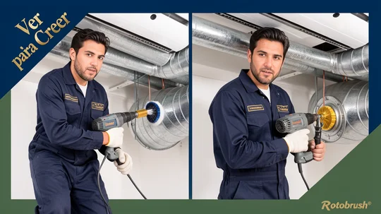 Técnico de Ecoductos D'Amelio realizando limpieza profesional de ductos para ahorro energético en Santo Domingo